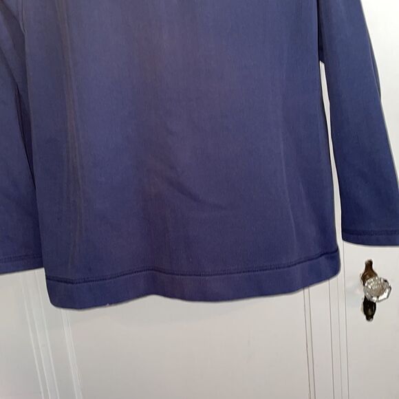 Roundtree & Yorke dark navy blue zip up neck fleece lined pullover - Picture 3 of 9
